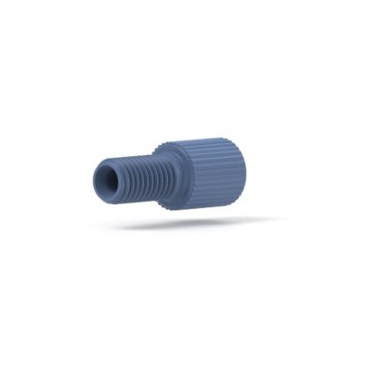 Upchurch Scientific Flangeless Male Nut for 1/8 inch OD Tubing, 1/4-28 Flat-Bottom, Standard Knurl, Delrin, Blue, Single - P-306 - Click Image to Close